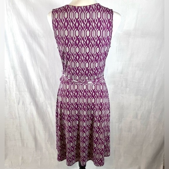 41 Hawthorne purple and gray geometric print faux wrap dress size medium NWOT - Picture 3 of 5